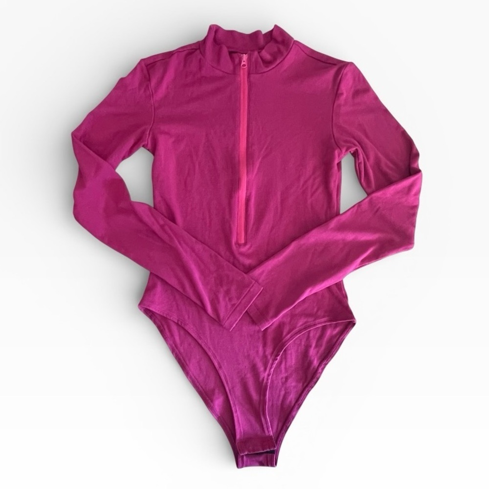 Pink Long Sleeve Bodysuit One Piece zipper women size: XS